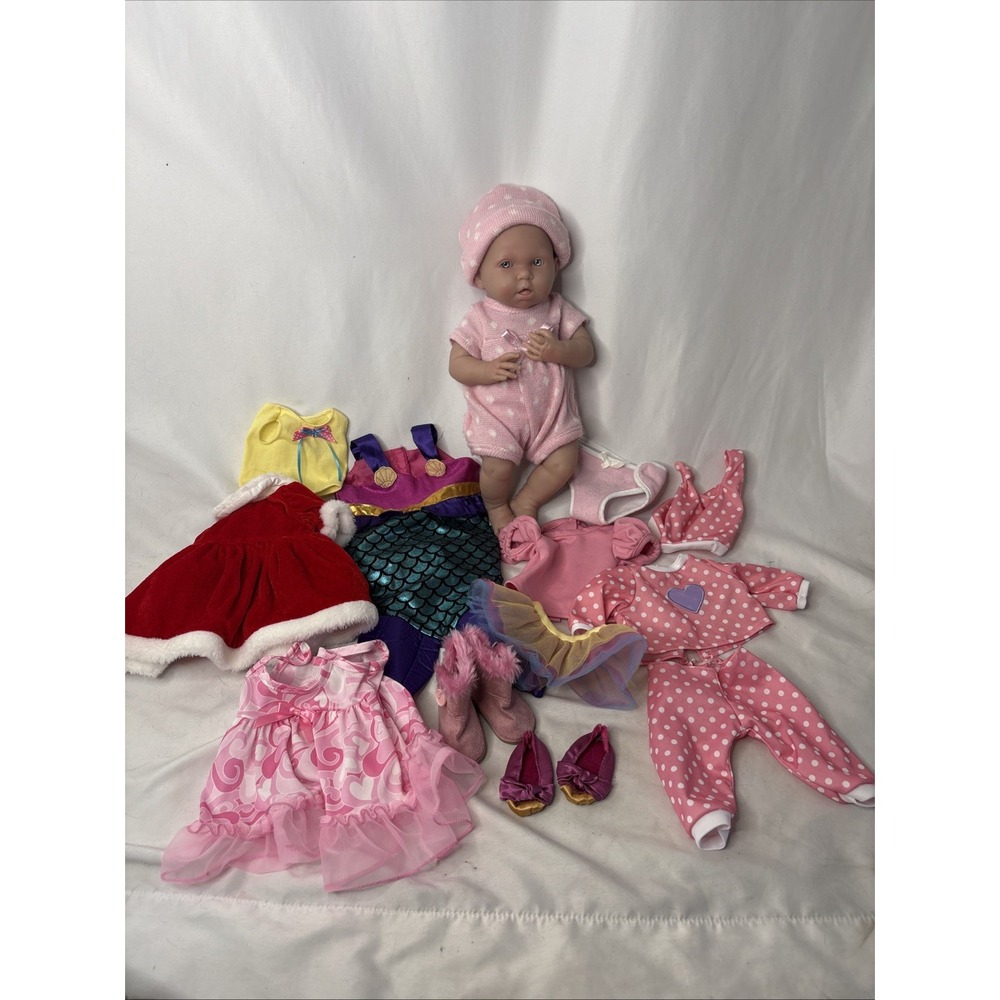 Berenguer Newborn Baby Doll Blue Eyes 14" Realistic Accessories Outfit Lot